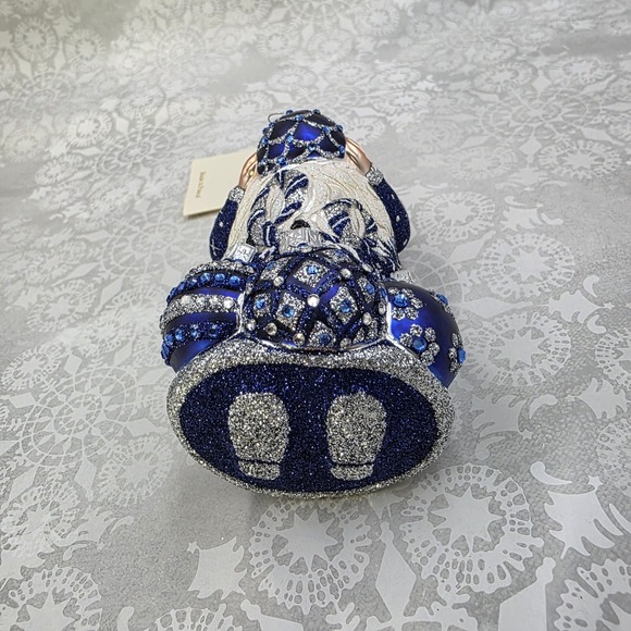 VTG Patricia Breen Let's Decorate Santa Blue Silver Ornament 2006 Bergdorf Event - Picture 8 of 12
